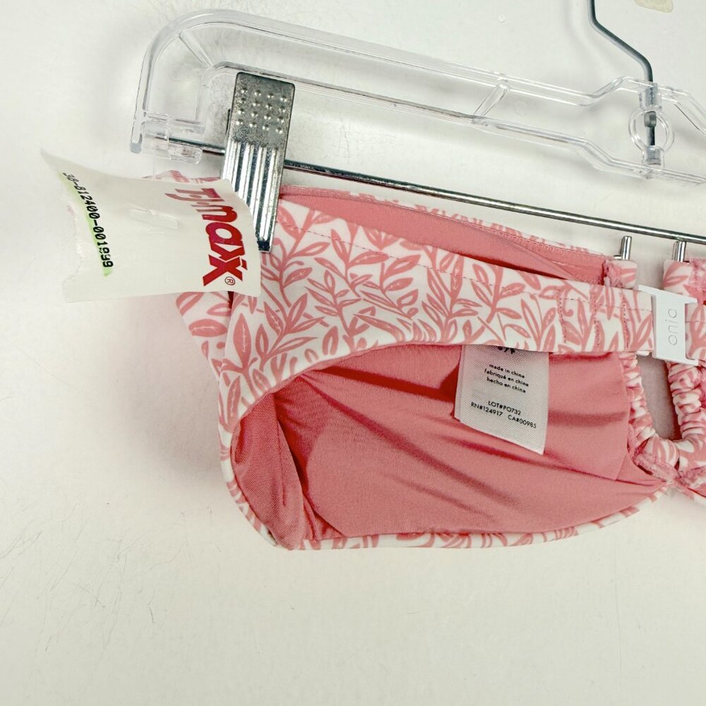 NWOT Onia Genevieve Bikini Top Rosette White Micro Leaves Pink Size Small S NEW - Picture 7 of 11